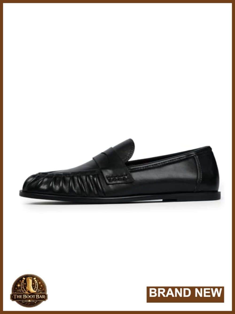 Faux Leather Penny Loafers Slip-On Flats Ruched Toe Business Casual